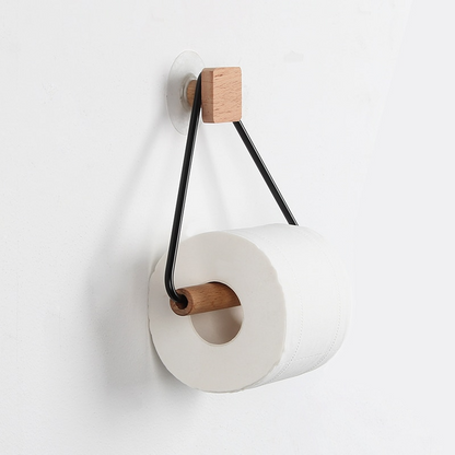 Porte papier toilette support en bois dans une salle de bain moderne