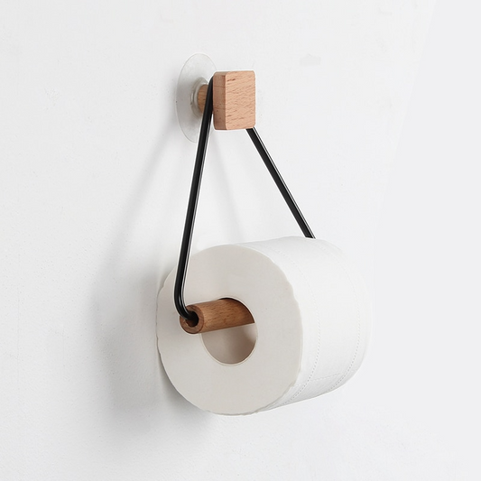 Porte papier toilette support en bois dans une salle de bain moderne