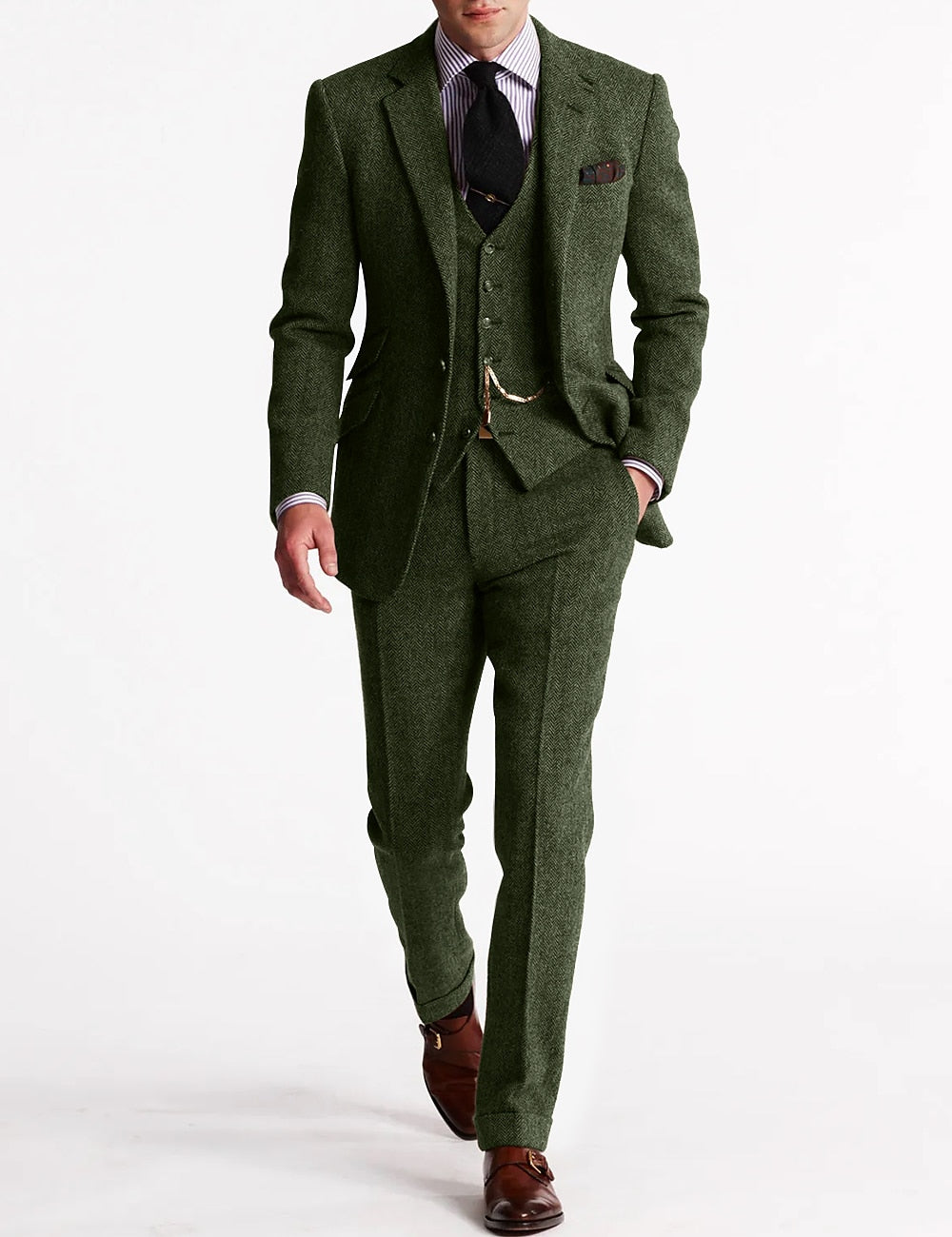 Abito Elegante in Tweed di Lana da Uomo