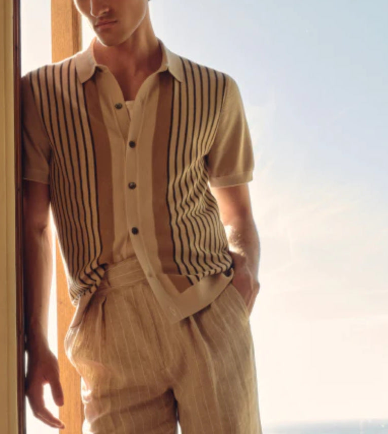 Polo Estiva Lavorata a Maglia Uomo