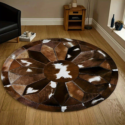 PaisleyLuxe® Élégant Tapis Rond Antidérapant en Cuir Synthétique