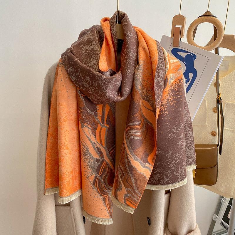 Sciarpa in Jacquard con Motivo Astratto