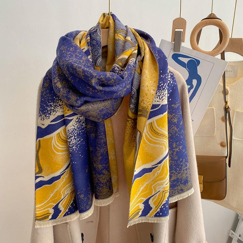 Sciarpa in Jacquard con Motivo Astratto