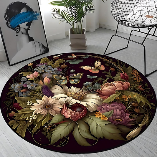 Tapis rond moderne avec design antidérapant pour salon