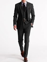 Abito Elegante in Tweed di Lana da Uomo