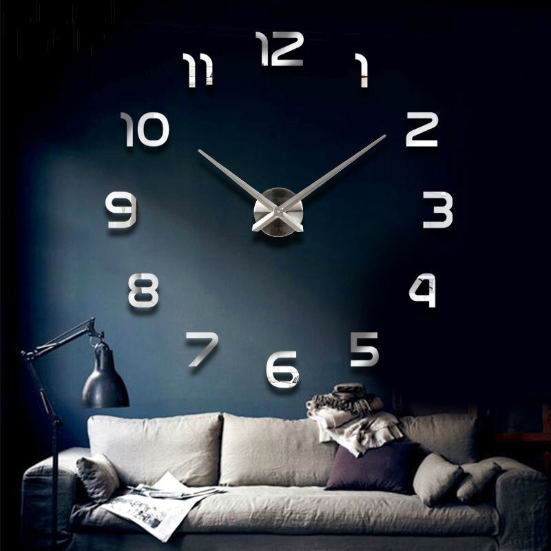 ZeitMeister Fashion 3D Grande Horloge Murale Autocollant Miroir - Élégance Moderne pour Votre Maison