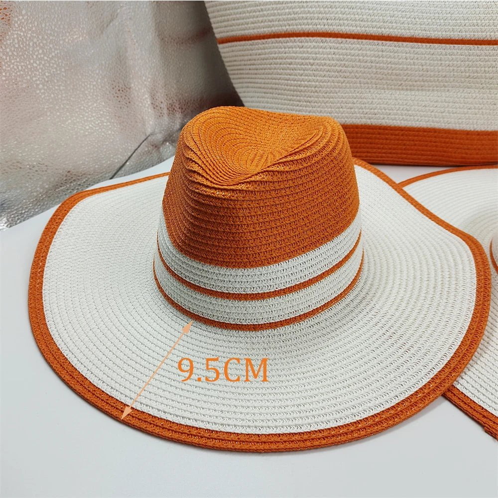 Set coordinato di borsa e cappelli di paglia