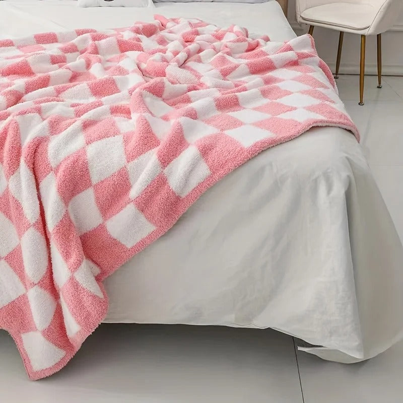 CozyDiamond® Ultradouce Couverture en Damier pour une Convivialité Élégante