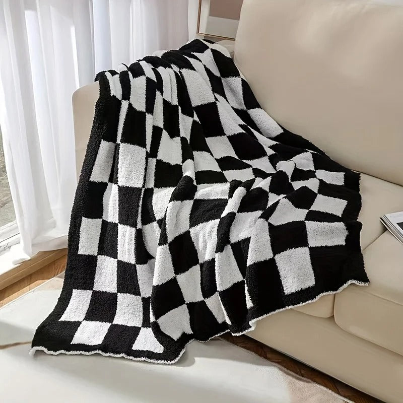 CozyDiamond® Ultradouce Couverture en Damier pour une Convivialité Élégante