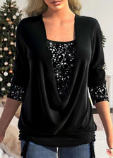 Top con paillettes in poliestere per donna