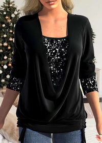 Top con paillettes in poliestere per donna