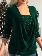 Top con paillettes in poliestere per donna