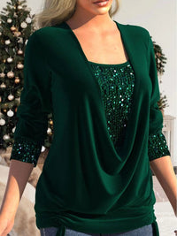 Top con paillettes in poliestere per donna