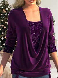 Top con paillettes in poliestere per donna