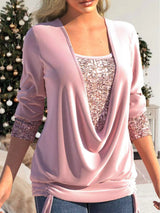 Top con paillettes in poliestere per donna