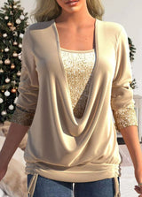 Top con paillettes in poliestere per donna
