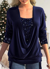 Top con paillettes in poliestere per donna
