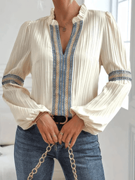 Blusa a Manica Lunga Bianca Leggera Elegante