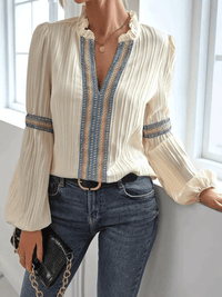 Blusa a Manica Lunga Bianca Leggera Elegante