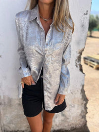 Camicia Metallica in Poliestere Donna