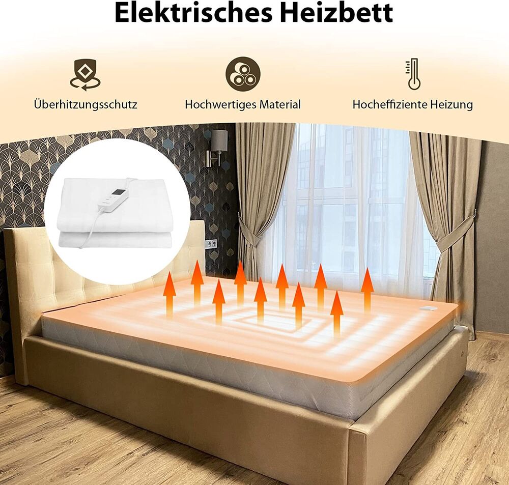 Couverture chauffante électrique lavable avec 4 niveaux de chauffage