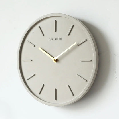 Horloge Murale Scandinave en Ciment avec Pendule en Métal