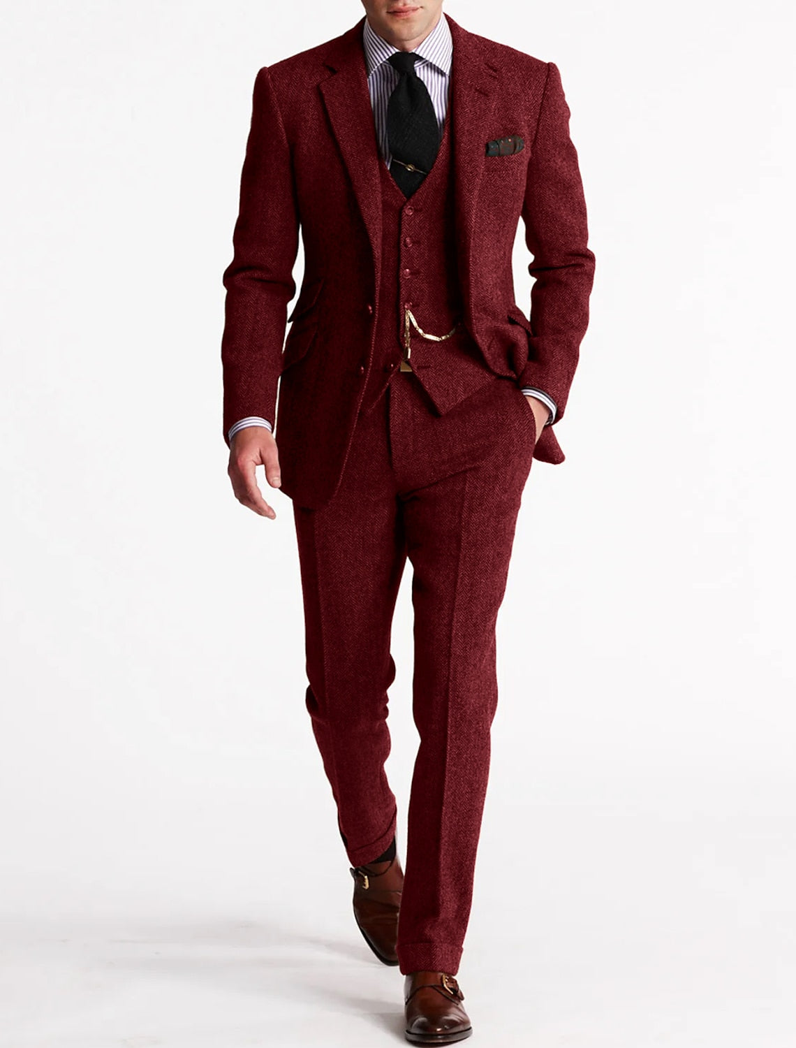 Abito Elegante in Tweed di Lana da Uomo